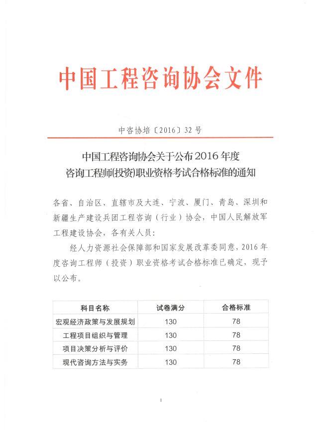 2016年咨詢(xún)工程師考試合格分數線(xiàn)均為78分