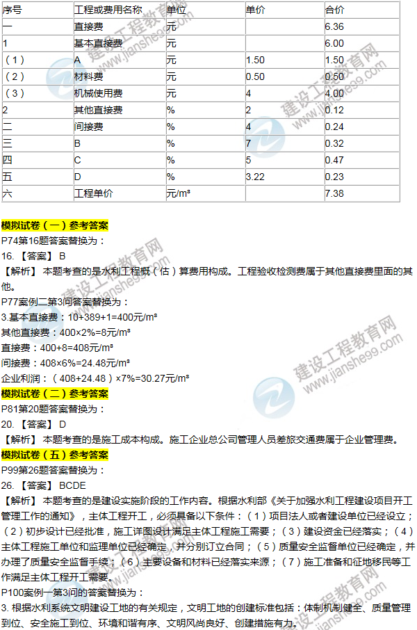 2016一建水利《歷年詳解與專(zhuān)家預測試卷》勘誤