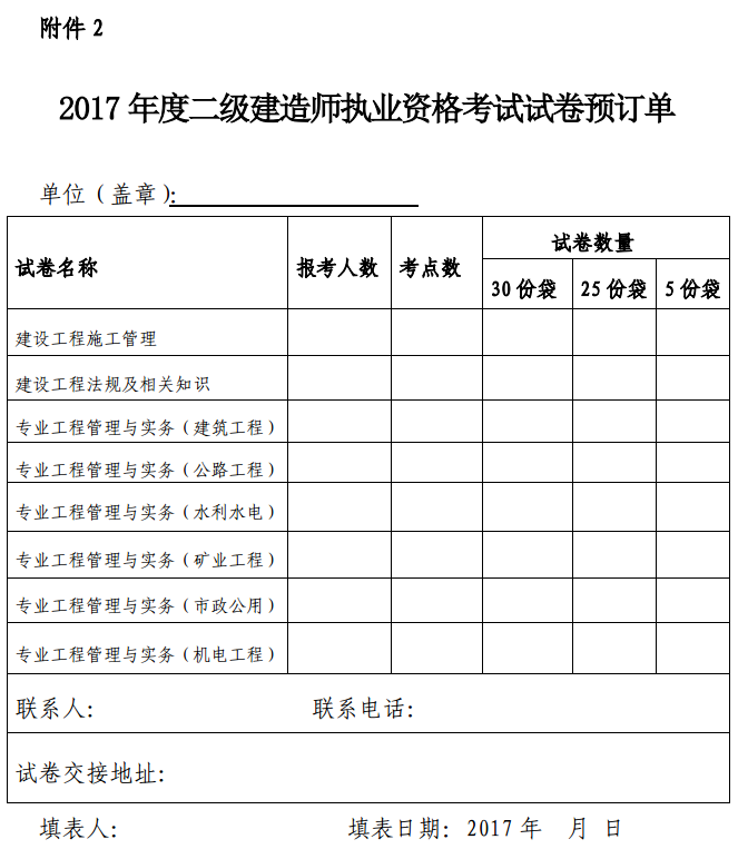浙江關(guān)于2017年度二級建造師執業(yè)資格考試相關(guān)工作的通知