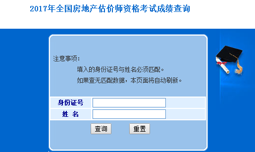 2017年房地產(chǎn)估價(jià)師考試成績(jì)查詢(xún)入口已開(kāi)通
