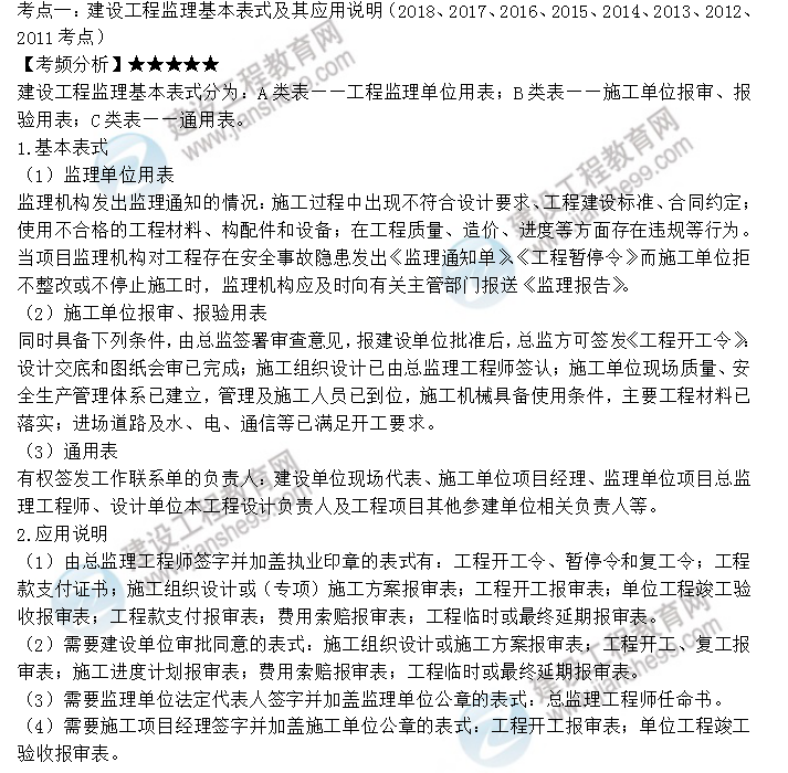 監理工程師考點(diǎn)