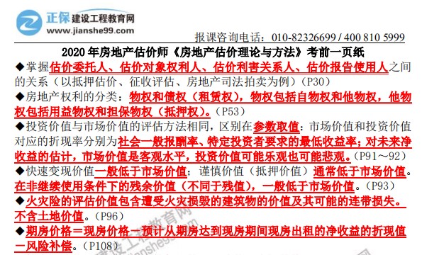 2020年房地產(chǎn)估價(jià)師《房地產(chǎn)估價(jià)理論與方法》考前一頁(yè)